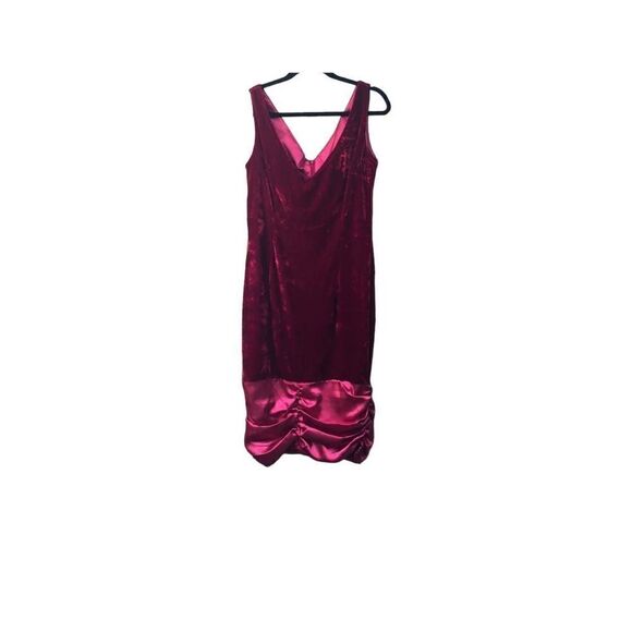 Bettie Page by Tatyana Velvet and Satin Wiggle Cocktail Dress with Bow - Picture 1 of 6